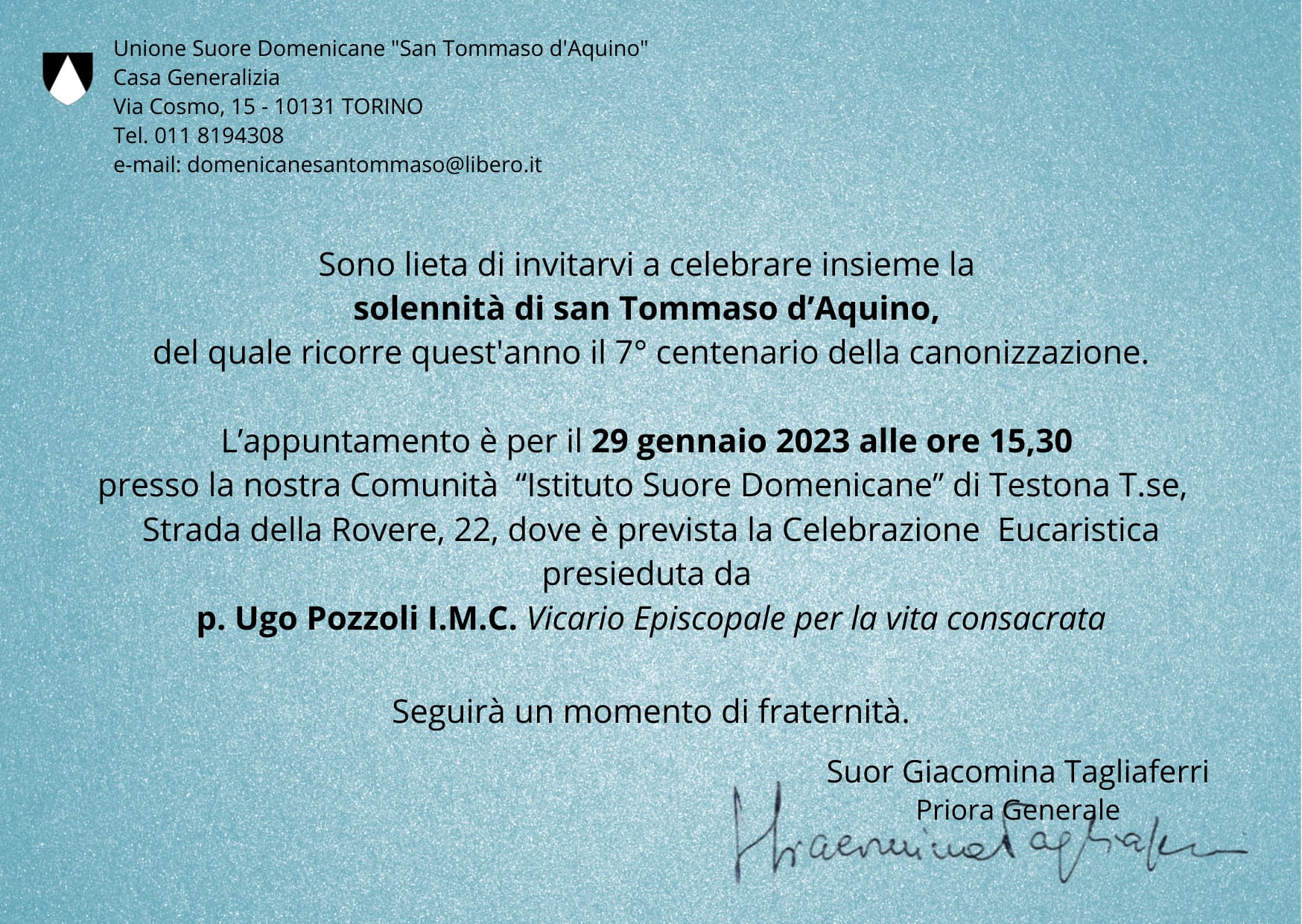 celebrazione eucaristica san tommaso d'aquino torino